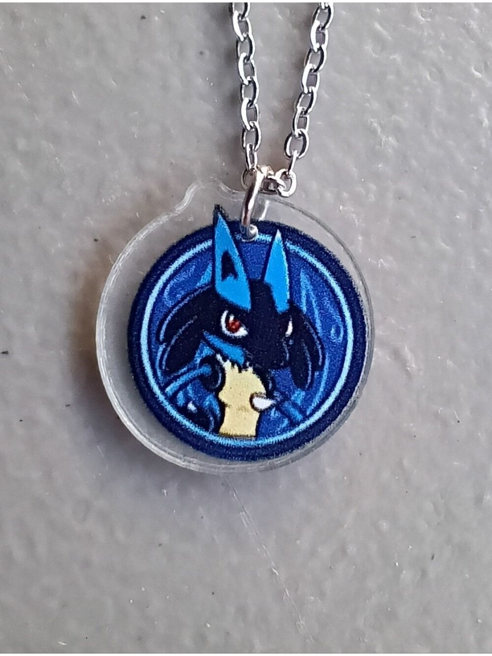Pokemon Lucario Acrylic Round Stainless Steel Necklace